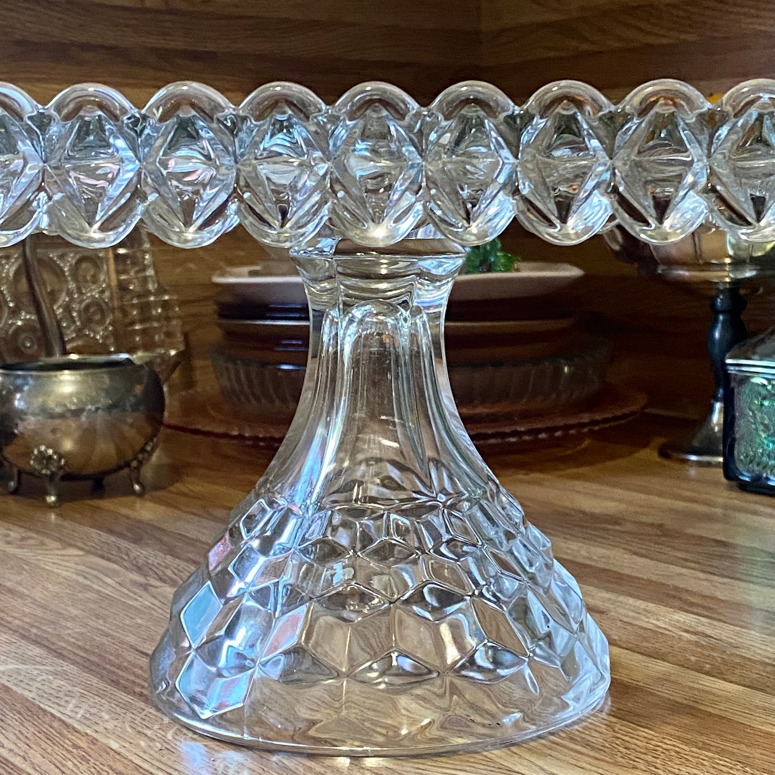 American Fostoria 10 Vintage Square Cake Stand with Rum Well Etsy