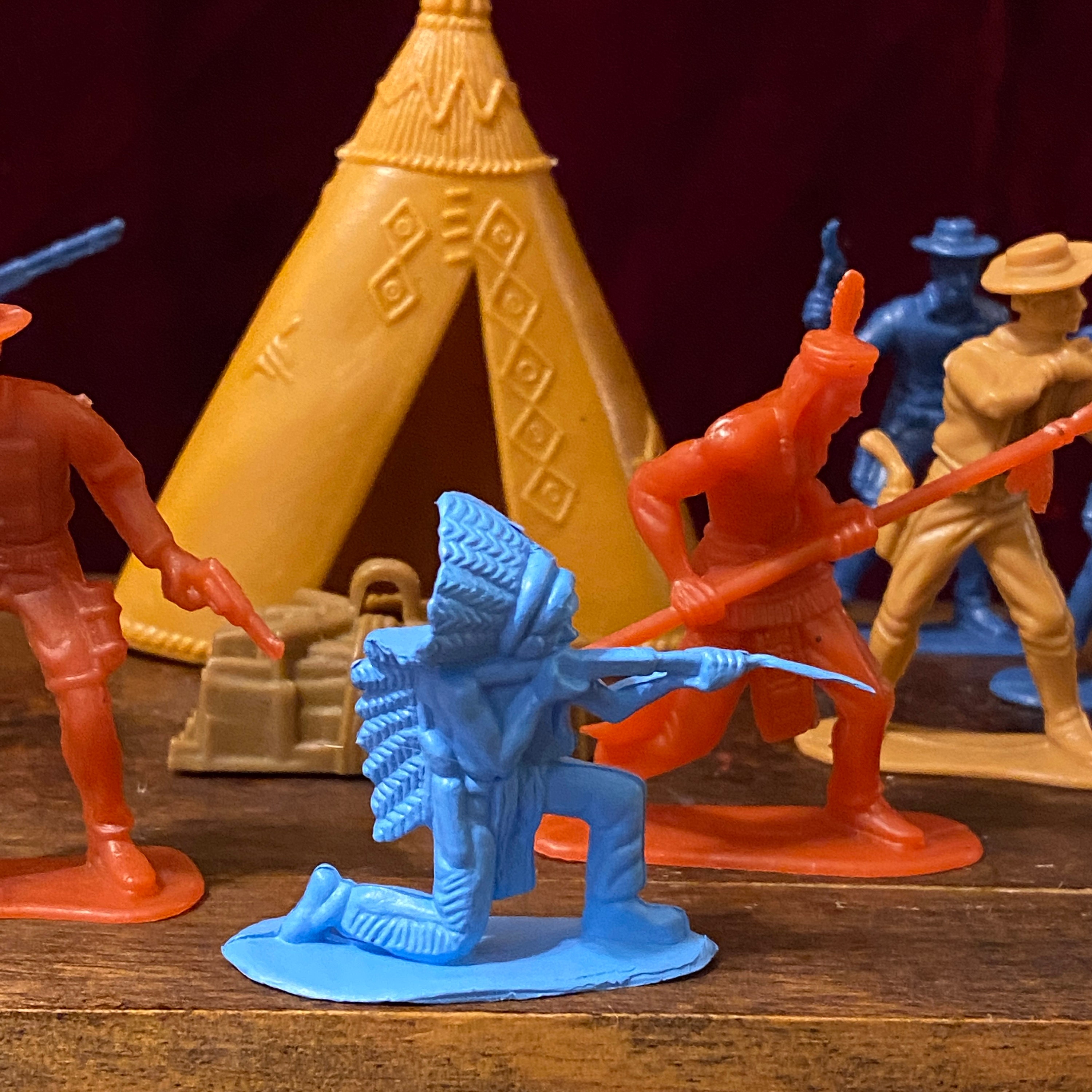 25 Assorted Vintage Multi Colored Plastic Cowboys and Indians Etsy