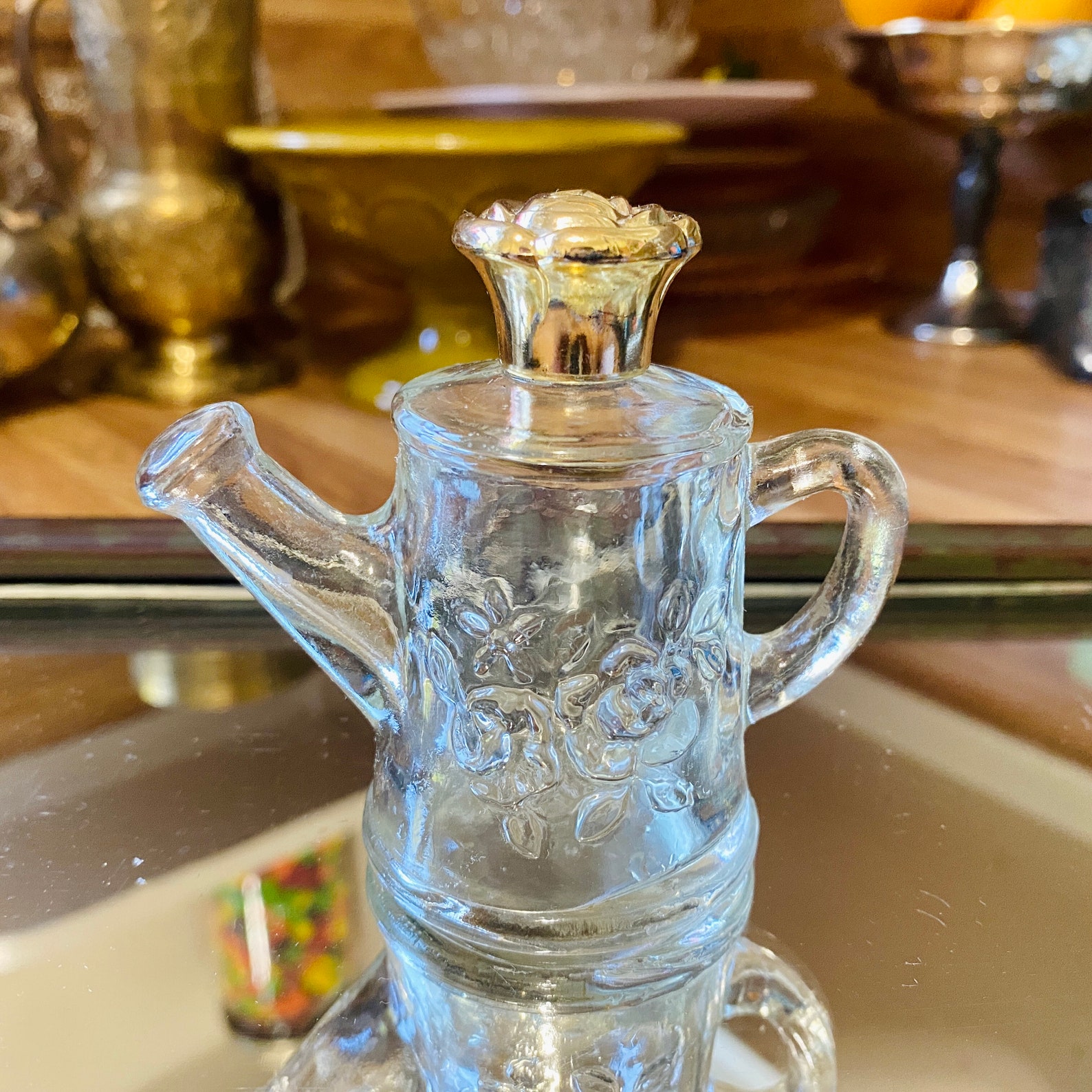 Vintage Avon Clear Glass Watering Can Bottle with Gold Lid and Etsy
