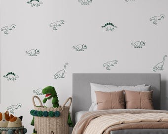 Dinosaur World Wall Decals, Dinosaur Bedroom Decor, Jurassic World Nursery, Volcano and Palm Tree Stickers