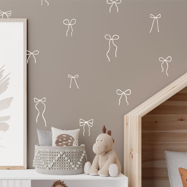 Coquette Bow Wall Decals, Pink Nursery Decor, Feminine Bedroom Vinyl Stickers