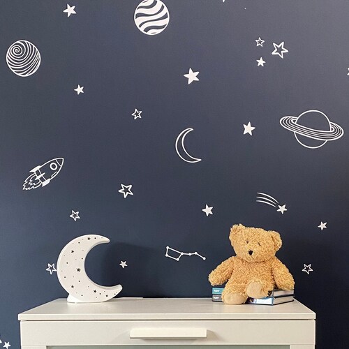 Space Wall Decals / Stars Shooting Stars Rocket Etsy