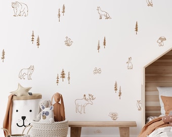 The Great Outdoors Decals / Woodland Stickers / Forest Animals / Removable Decals / Woodland Nursery / Boys Room