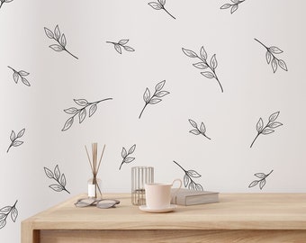 Wispy Leaves Wall Decals / Modern Wall Décor / Nursery Decor / Leaf Wall Stickers / Removable Vinyl Decals