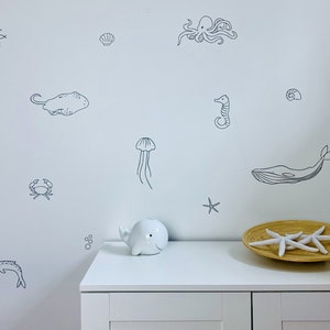 Under the Sea Wall Decals /Nautical Bedroom /Ocean Stickers / Modern Nursery /Kids Decor /Removable Vinyl Decals afbeelding 1