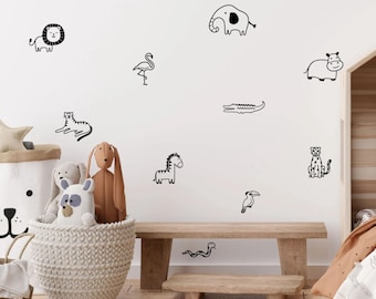 Jungle Animal Wall Decals, Safari Nursery Decor, Kids Room Stickers