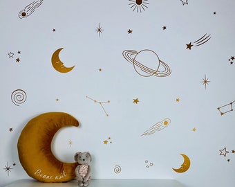 Outer Space Wall Decals / Sun, Moon, Stars Wall Stickers / Nursery Decor / Kids Room /