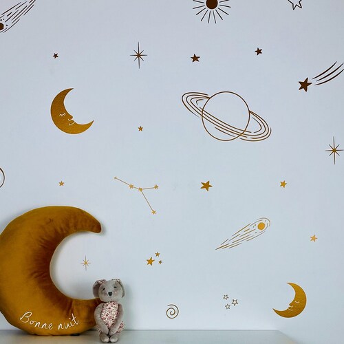 Outer Space Wall Decals / Sun Moon Stars Wall Stickers / Etsy