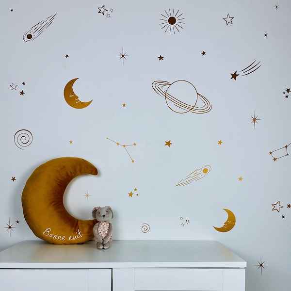 Outer Space Wall Decals / Sun, Moon, Stars Wall Stickers / Nursery Decor / Kids Room /