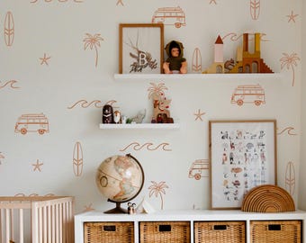 Ocean Surf Wall Decals, Surf Wall Decor, Beach Nursery Coastal Stickers