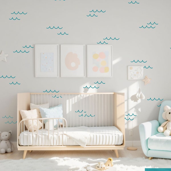 Wave Wall Decal / Ocean Wall Stickers / Beach Nursery Decals / Removable Vinyl / Modern Kids Room