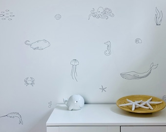 Under the Sea Wall Decals /Nautical Bedroom /Ocean Stickers /  Modern Nursery /Kids Decor /Removable Vinyl Decals