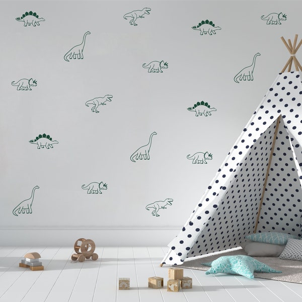 Dino World Wall Decals / Dinosaur Stickers / Removable Vinyl / Nursery Decor / Boys Room / Dinosaur Decor