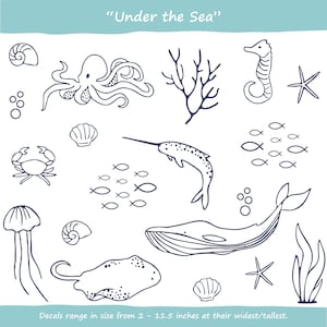 Under the Sea Wall Decals /Nautical Bedroom /Ocean Stickers / Modern Nursery /Kids Decor /Removable Vinyl Decals afbeelding 7