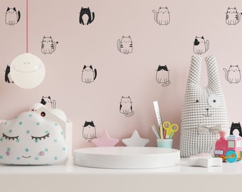 Cat Wall Decals /Modern Nursery and Kids Room Décor/Girl Room/Cat Wall Art/Cat Decor