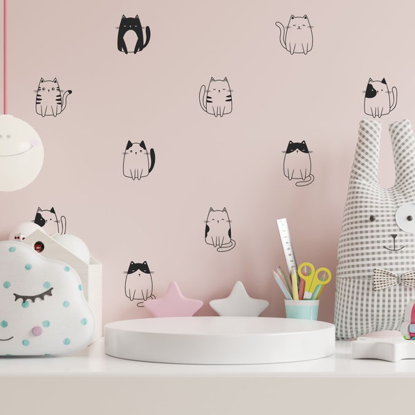 Cat Wall Decals /Modern Nursery and Kids Room Décor/Girl Room/Cat Wall Art/Cat Decor