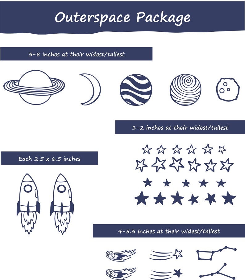 Space Wall Decals / Stars, Planets, Shooting Stars /Rocket Wall Stickers / Nursery Decor / Kids Room image 6