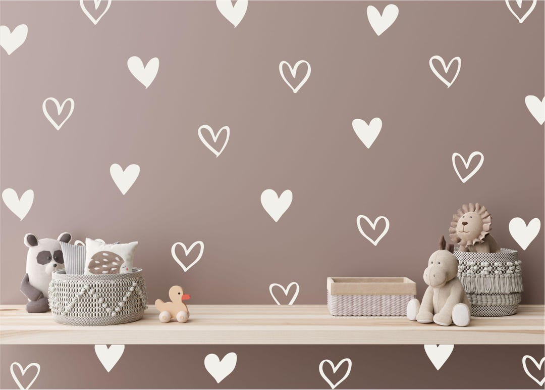Solid & Outline Heart Wall Decals / Kids Room Wall Art /removable ...