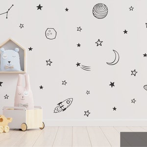 Space Wall Decals / Stars, Planets, Shooting Stars /Rocket Wall Stickers / Nursery Decor / Kids Room image 2