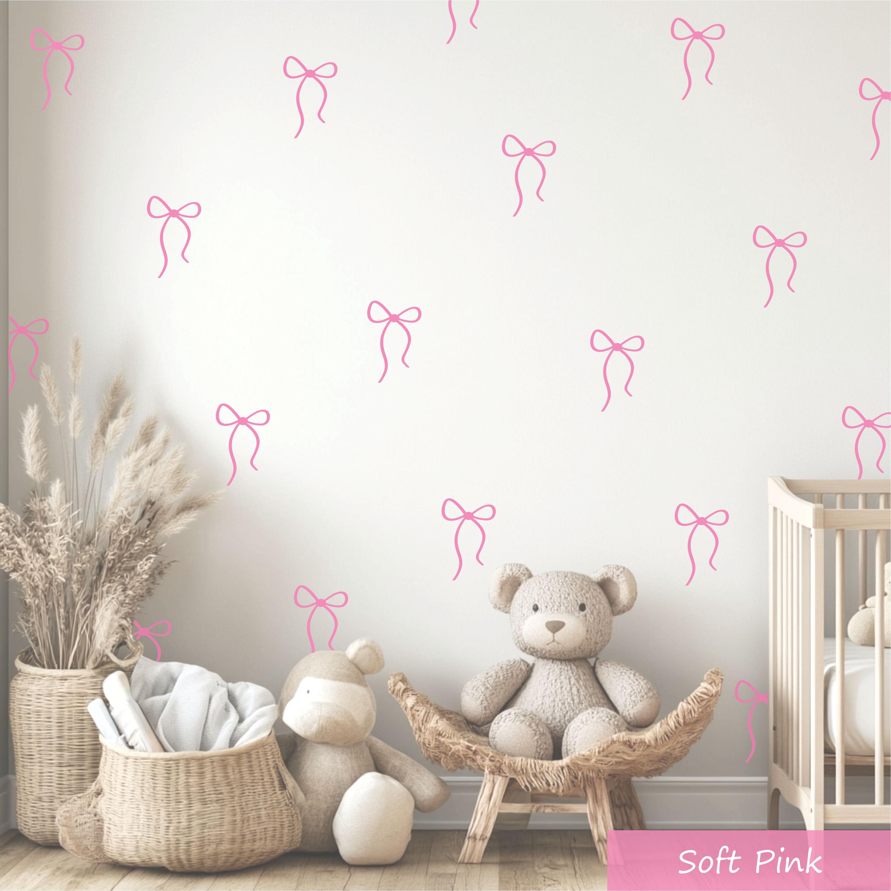 FYSUIMU Pink Bow Wall Decals - 12 Sheets Aesthetic Bowknot Floral Stickers For Nursery & Bedroom - View #4