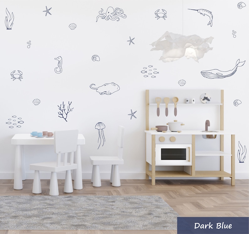 Under the Sea Wall Decals /Nautical Bedroom /Ocean Stickers / Modern Nursery /Kids Decor /Removable Vinyl Decals afbeelding 2