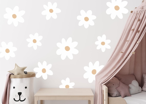 Boho Daisy Wall Decals - Removable Flower Wall Stickers, Set Of 10 Large (11"x11") For Nursery & Kids Room - View #9