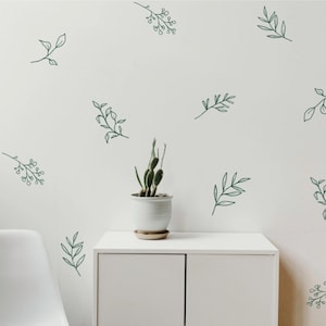 Décalcomanies murales botaniques en forme de feuilles / Feuilles flottantes / Décoration murale moderne / Décoration de chambre d'enfant / Stickers muraux feuilles / Décalcomanies en vinyle amovibles