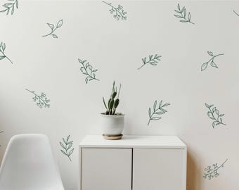 Botanical Leaves Wall Decals/ Flowing Leaves / Nursery Decor / Leaf Wall Stickers /