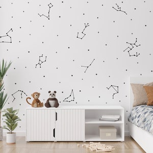 Constellations & Stars Wall Decals/ Space Wall Art / Modern Kids Room /Removable Wall Stickers / Zodiac Decor