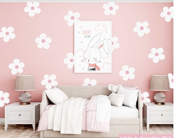 Vinilos decorativos de margaritas para pared / Pegatinas de flores grandes estilo boho / Decoración para guardería / Arte para la pared de la habitación infantil /