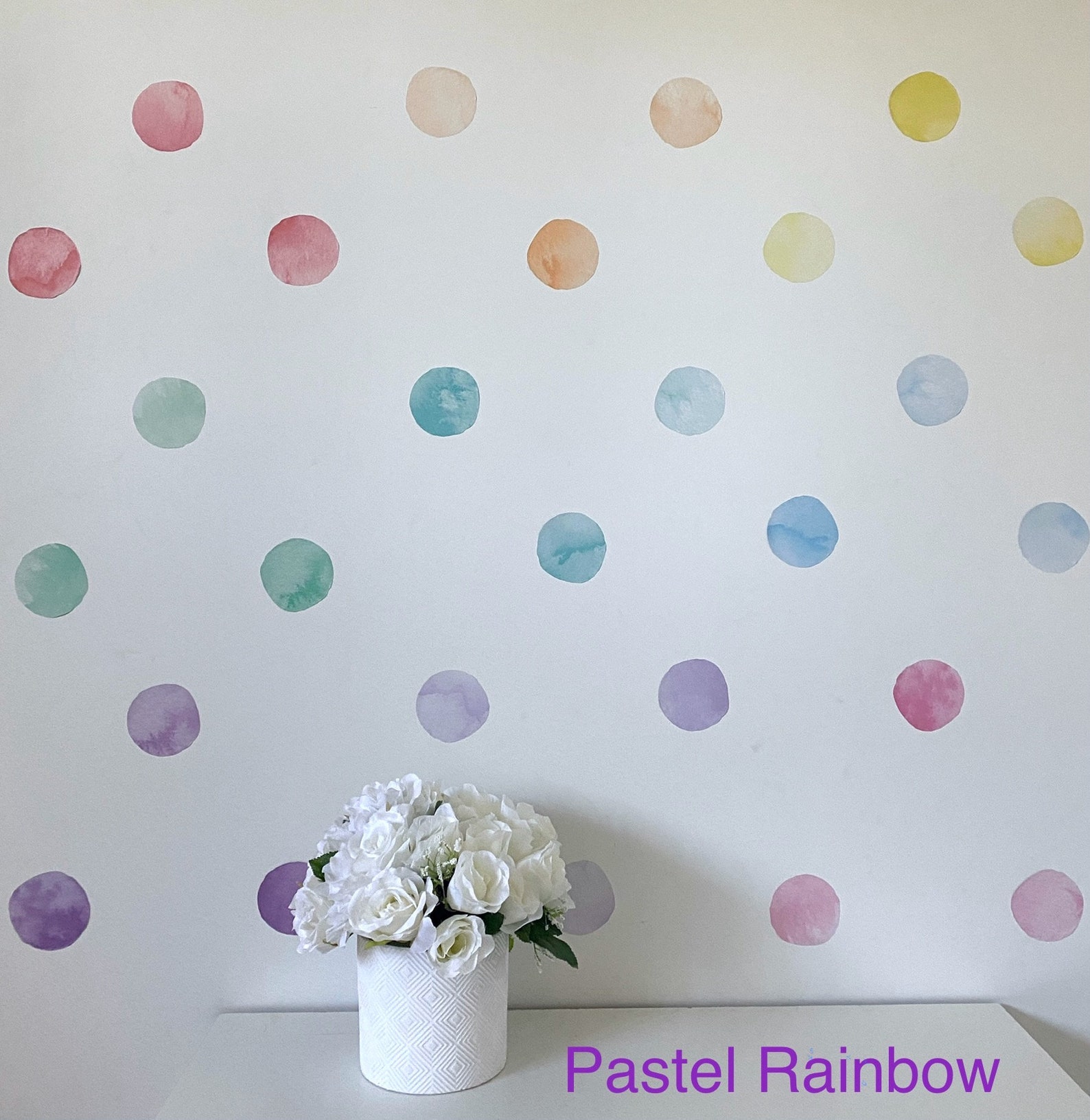 Pastel Rainbow Watercolor Dots Wall Decals Modern Wall Art Etsy
