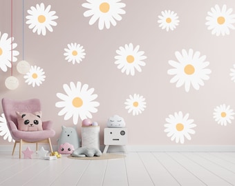Daisy Wall Decals / Large Flower Stickers / Nursery Decor / Girl Room Wall Art / Removable Vinyl Decals