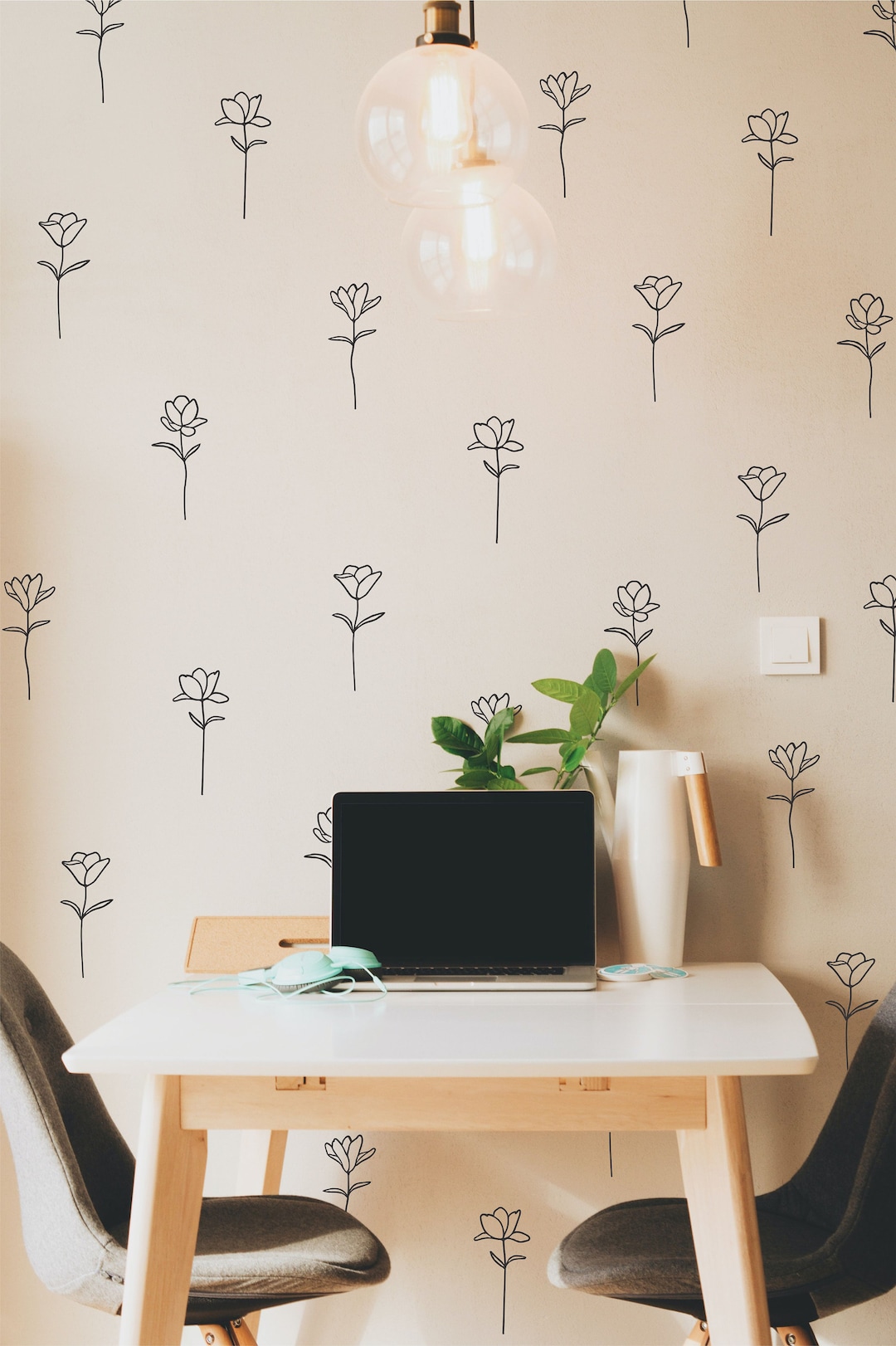 Curated visual reference: Visual Reference: Delicate Flower Wall Decals Removable Vinyl Nursery Decor