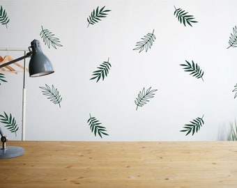 Open and Closed Leaf Branch Wall Decals: Botanical Nursery, Removable Foliage Decor