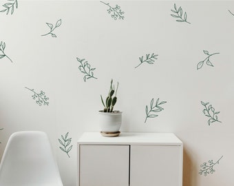 Botanical Leaves Wall Decals/ Flowing Leaves / Modern Wall Décor / Nursery Decor / Leaf Wall Stickers / Removable Vinyl Decals