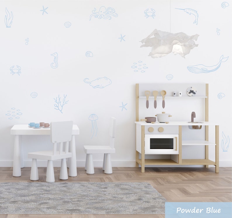 Under the Sea Wall Decals /Nautical Bedroom /Ocean Stickers / Modern Nursery /Kids Decor /Removable Vinyl Decals afbeelding 3