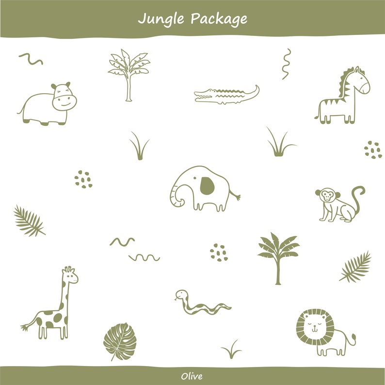 Jungle Animal Wall Decals Safari Nursery / Jungle Nursery - Etsy
