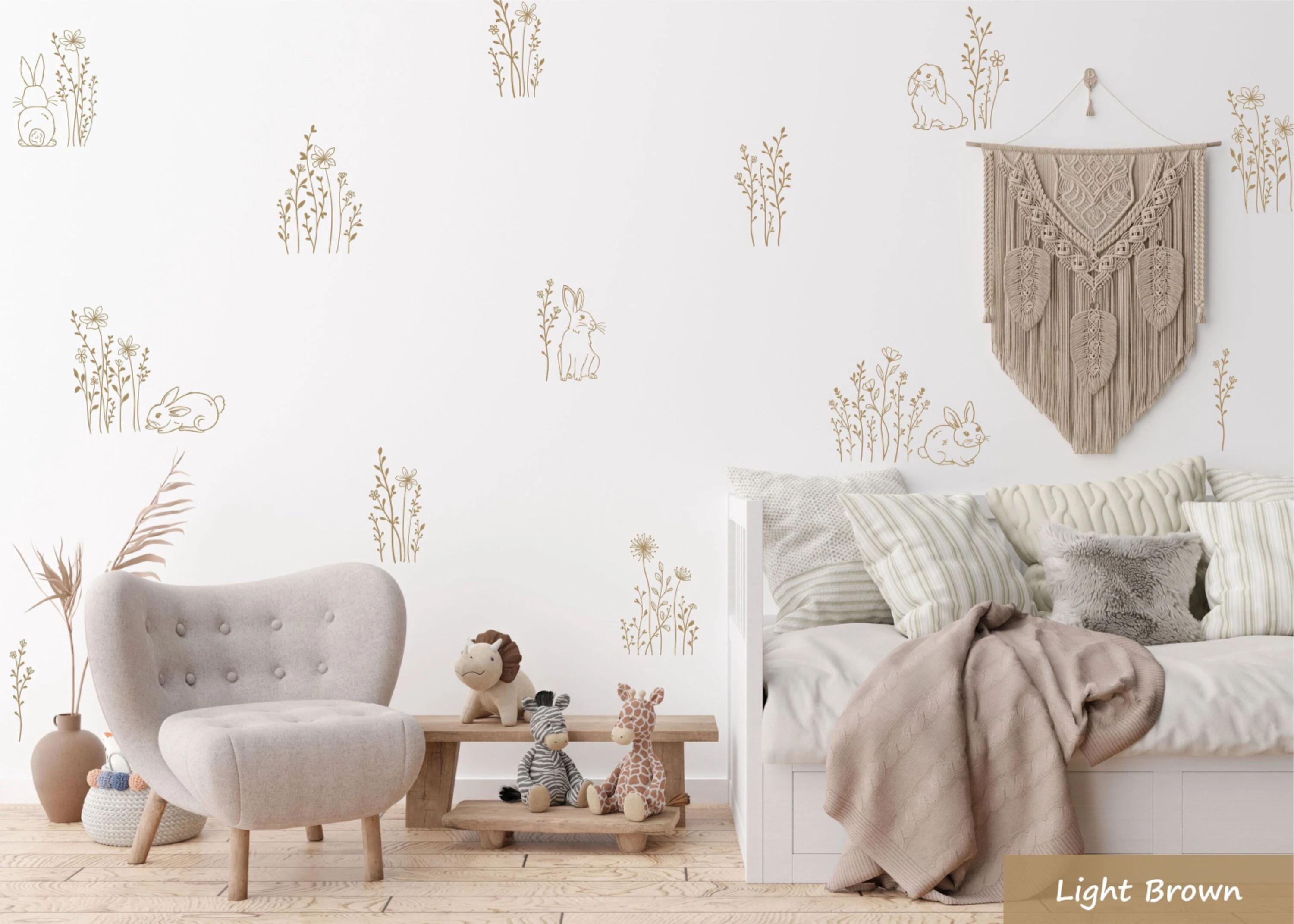 Little Deco Adesivo Murale Per Cameretta - Coniglietto Con Stelle 109x82 Cm - Rimovibile E Di Qualità