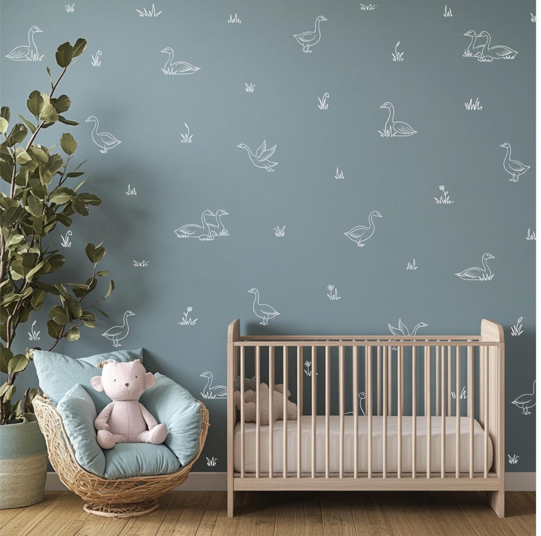 Goose Wall Decals, Minimalist Nursery Decor, Neutral Kids Room ...