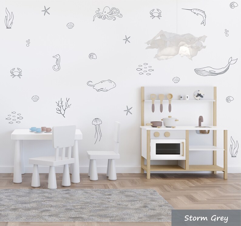 Under the Sea Wall Decals /Nautical Bedroom /Ocean Stickers / Modern Nursery /Kids Decor /Removable Vinyl Decals afbeelding 5