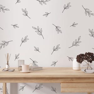 Stickers muraux feuilles vaporeuses / Décoration murale moderne / Décoration de chambre d'enfant / Stickers muraux feuilles / Stickers vinyles amovibles