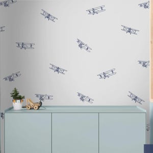 Adesivos de parede de avião / Aviões vintage / Quarto de menino / Adesivos de avião / Decoração de berçário