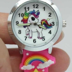 Rainbow Unicorn Small Kids Girls Unicorn Time Teacher Watch Pink
