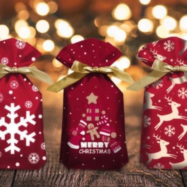 Christmas Gift Candy Bag - Santa, Snowflake, Xmas Tree, Reindeers