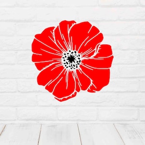 Archivo de corte SVG de flor de amapola conmemorativa para Cricut, diseño de camiseta floral conmemorativa del Día de ANZAC, proyecto de artesanía con imágenes prediseñadas de flores rojas