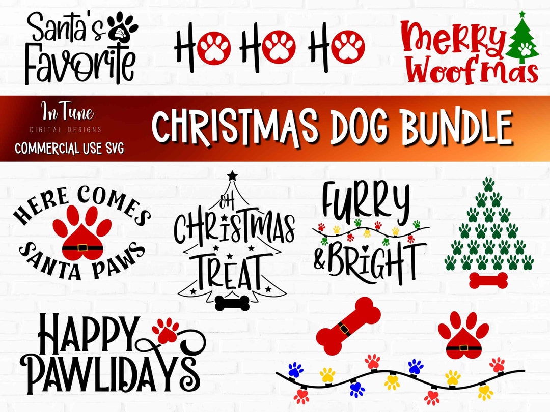 Christmas Dog Bandana Svg Bundle, Santa Paws SVG Bundle, Christmas Png ...