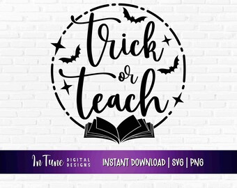 Enganar ou ensinar design SVG do professor de Halloween para Cricut
