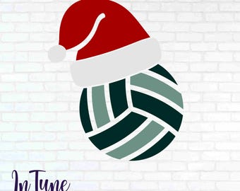 Volleyball with Santa Hat svg cut file for cricut Holiday sports digital design clip art DIY Christmas project for crafting