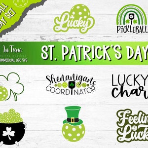 Pickleball SVG St Patrick Day Pickleball design for shirt for women Pickleball gifts for men Pickleball stickers clipart Pickleball paddle