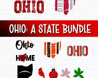 Ohio SVG Clipart File for Cricut Cardinal Buckeye Design Bundle Football Pride Ohio PNG Designs for Crafters Distressed State for Shirt